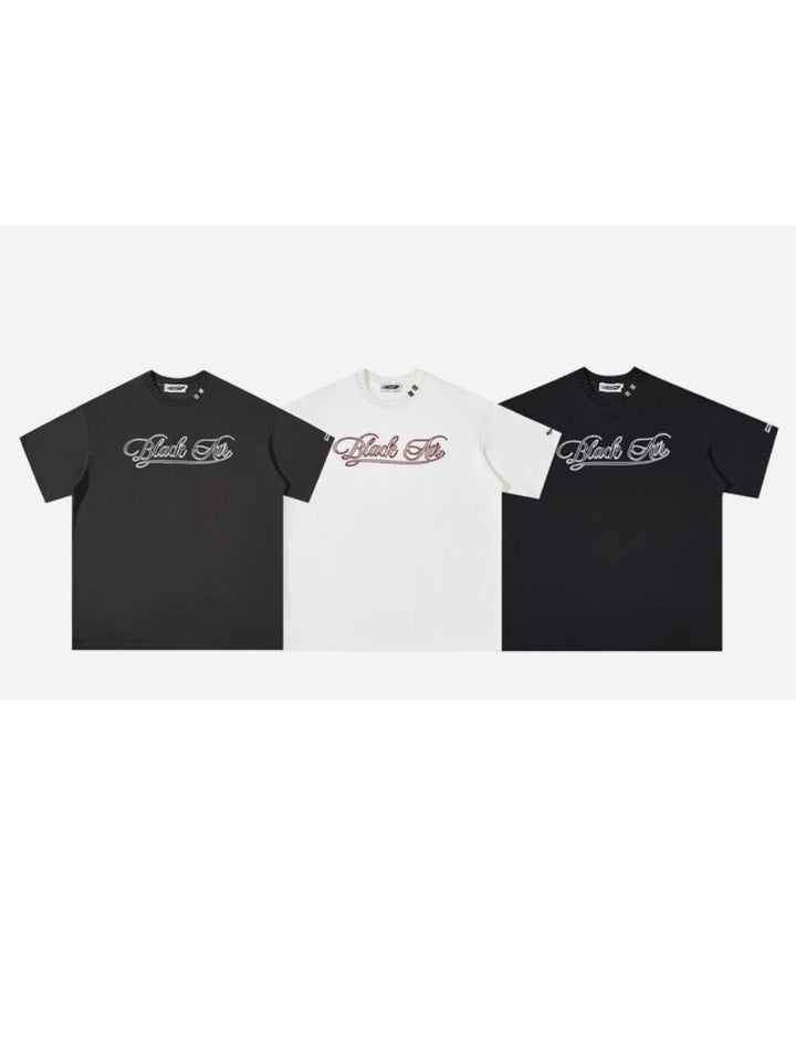 BLACKAIR】LOGO EMBROIDERY T-SHIRT LET3258 – Leath