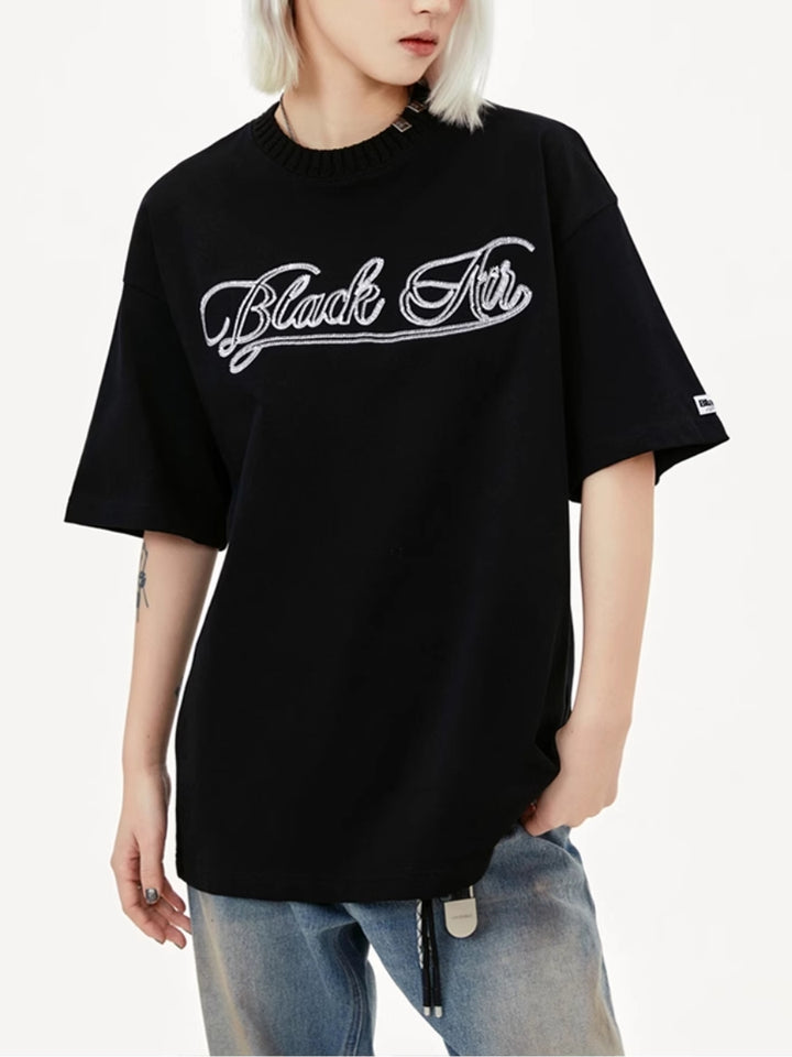 BLACKAIR】LOGO EMBROIDERY T-SHIRT LET3258 – Leath