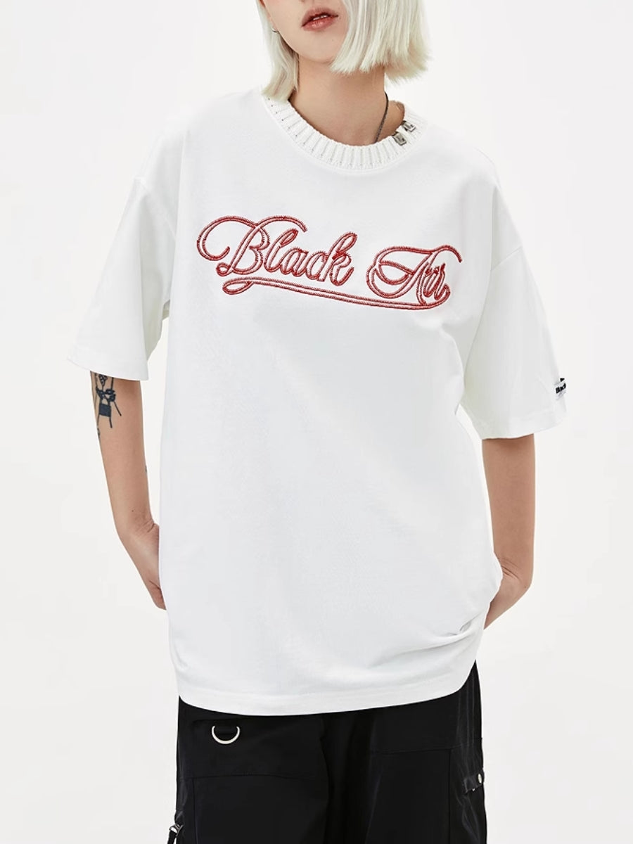 BLACKAIR】LOGO EMBROIDERY T-SHIRT LET3258 – Leath